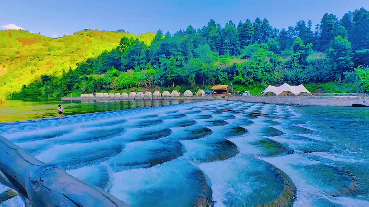明溪口网红鱼鳞坝旅行图片